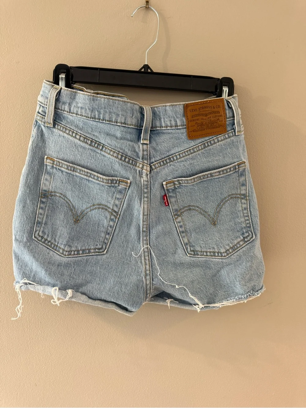 Levi's Light Blue Distressed High-Rise Denim Shorts
